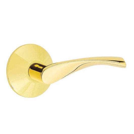 Single Dummy Right Handed Triton Door Lever With Modern Rose in Unlacquered Brass