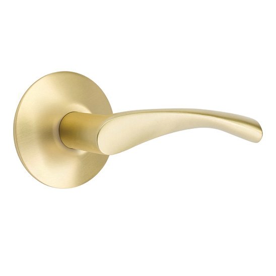 Single Dummy Right Handed Triton Door Lever With Modern Rose in Satin Brass