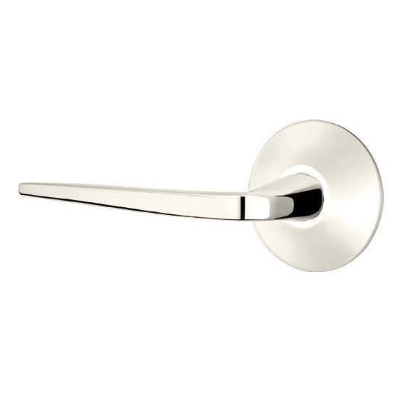 Double Dummy Athena Door Left Handed Lever With Modern Rose in Polished Nickel