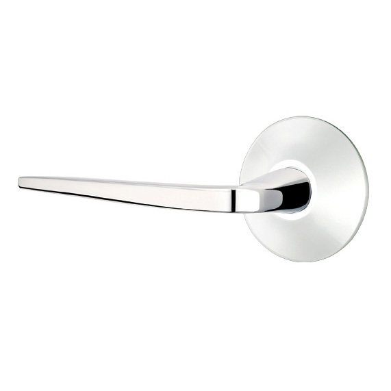 Double Dummy Athena Door Left Handed Lever With Modern Rose in Polished Chrome