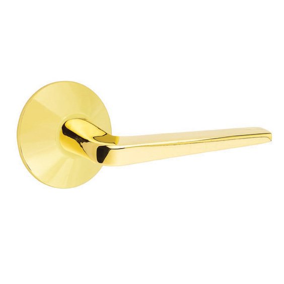 Double Dummy Athena Door Right Handed Lever With Modern Rose in Unlacquered Brass