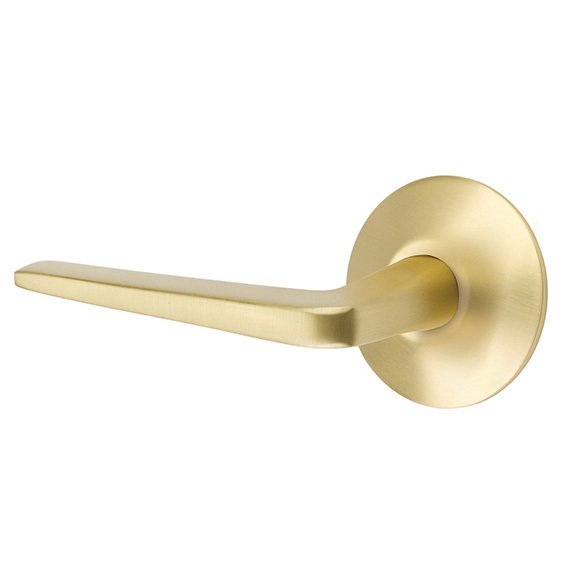 Double Dummy Athena Door Left Handed Lever With Modern Rose in Satin Brass