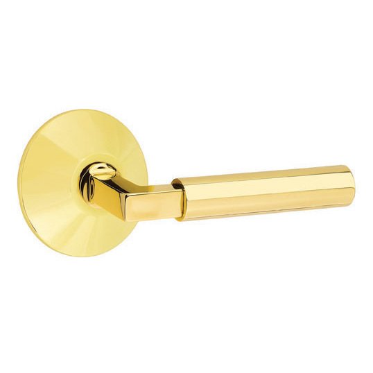 Double Dummy Hercules Door Right Handed Lever With Modern Rose in Unlacquered Brass