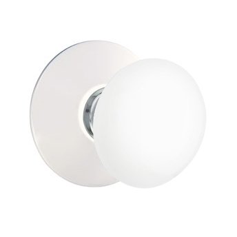 Double Dummy Ice White Porcelain Knob With Modern Rosette in Polished Chrome