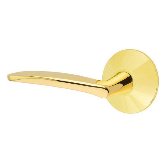 Double Dummy Poseidon Door Left Handed Lever With Modern Rose in Unlacquered Brass