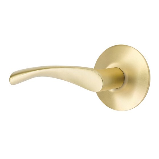 Double Dummy Triton Door Left Handed Lever With Modern Rose in Satin Brass