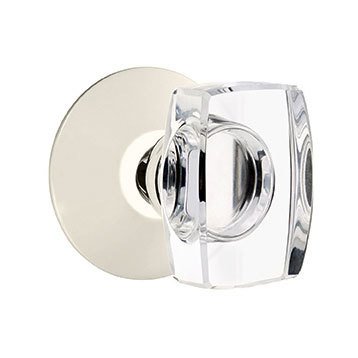 Windsor Double Dummy Door Knob with Modern Rose in Polished Nickel