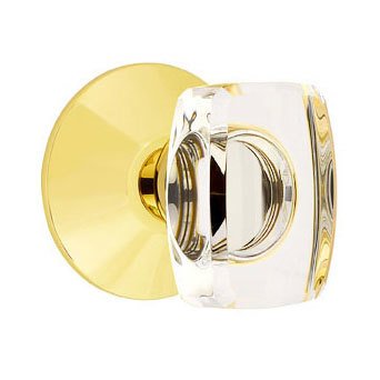 Windsor Double Dummy Door Knob with Modern Rose in Unlacquered Brass
