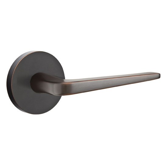 Single Dummy Right Handed Athena Door Lever With Disk Rose in Oil Rubbed Bronze