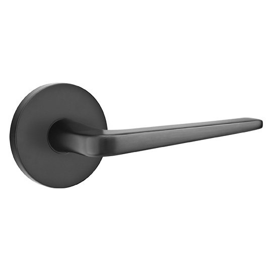 Single Dummy Right Handed Athena Door Lever With Disk Rose in Flat Black