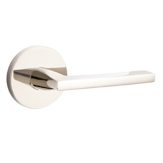 Single Dummy Right Handed Helios Door Lever With Disk Rose in Polished Nickel