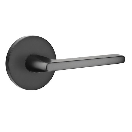 Single Dummy Right Handed Helios Door Lever With Disk Rose in Flat Black