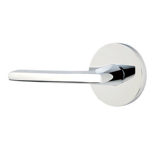Single Dummy Left Handed Helios Door Lever With Disk Rose in Polished Chrome