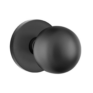 Single Dummy Orb Door Knob With Disk Rose in Flat Black