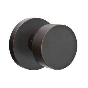Single Dummy Round Door Knob With Disk Rose in Oil Rubbed Bronze