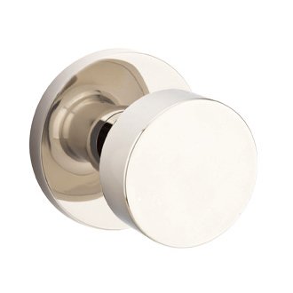Single Dummy Round Door Knob With Disk Rose in Polished Nickel