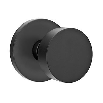 Single Dummy Round Door Knob With Disk Rose in Flat Black