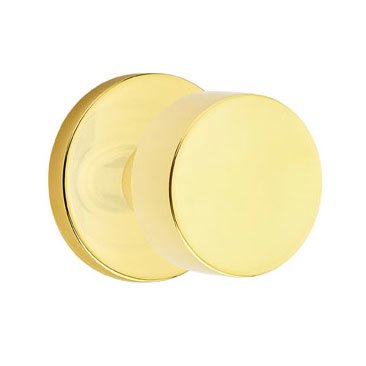 Single Dummy Round Door Knob With Disk Rose in Unlacquered Brass
