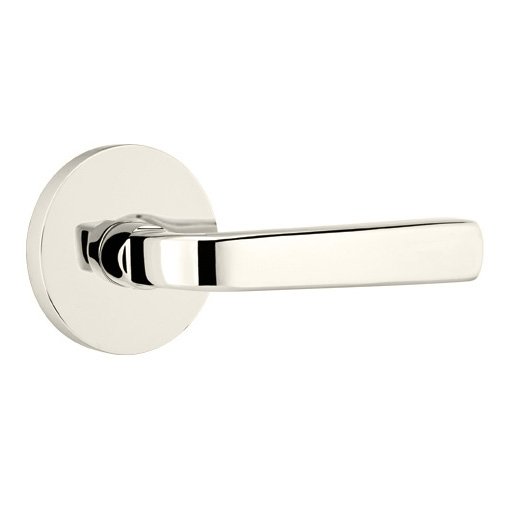 Single Dummy Right Handed Sion Door Lever With Disk Rose in Polished Nickel