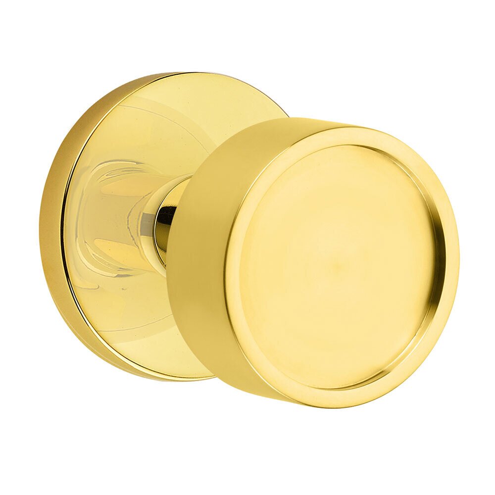 Single Dummy Verve Door Knob With Disk Rose in Unlacquered Brass