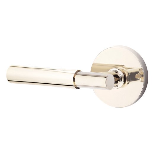 Single Dummy Myles Left Handed Lever with Disk Rose in Polished Nickel