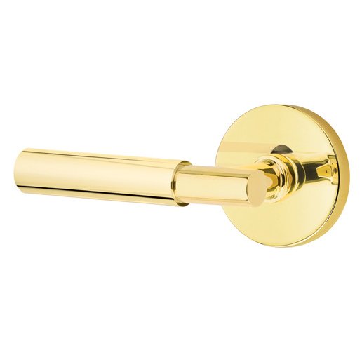 Single Dummy Myles Left Handed Lever with Disk Rose in Unlacquered Brass