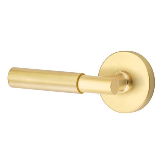 Single Dummy Myles Left Handed Lever with Disk Rose in Satin Brass