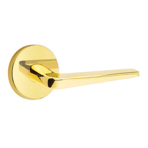 Double Dummy Athena Door Right Handed Lever With Disk Rose in Unlacquered Brass