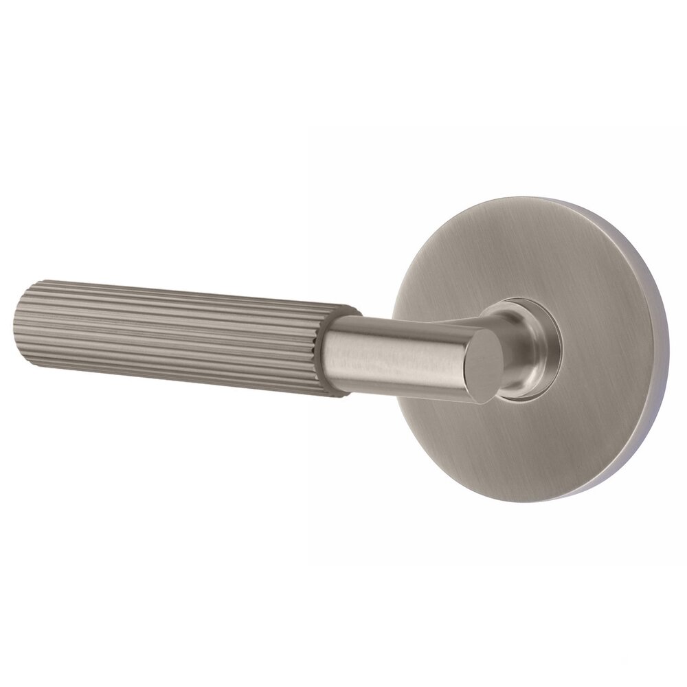 Double Dummy Straight Knurled Left Handed Lever With T-Bar Stem And Disk Rose In Pewter