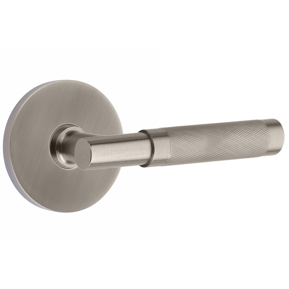 Single Dummy Knurled Lever with T-Bar Stem and Disk Rose in Pewter