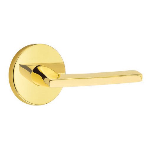 Double Dummy Helios Door Right Handed Lever With Disk Rose in Unlacquered Brass