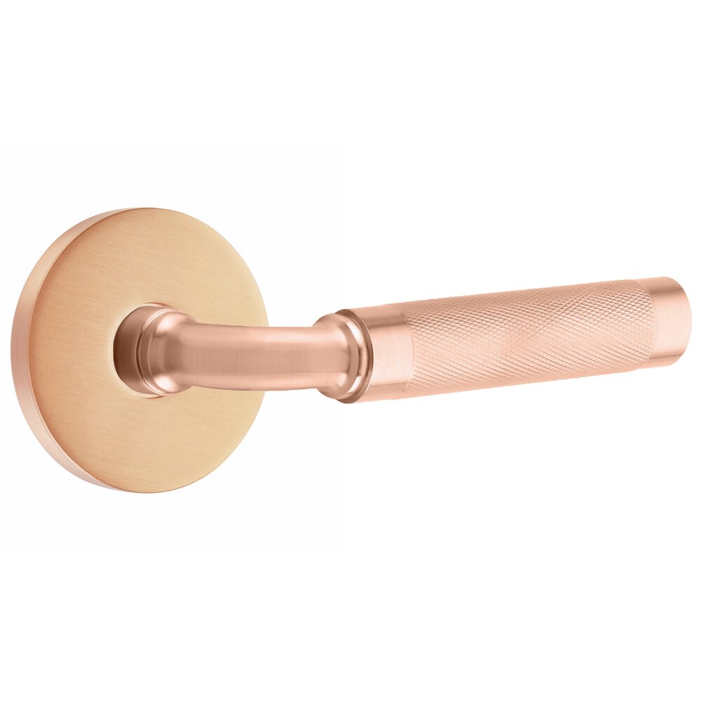 Double Dummy Knurled Lever with R-Bar Stem and Disk Rose in Satin Rose Gold