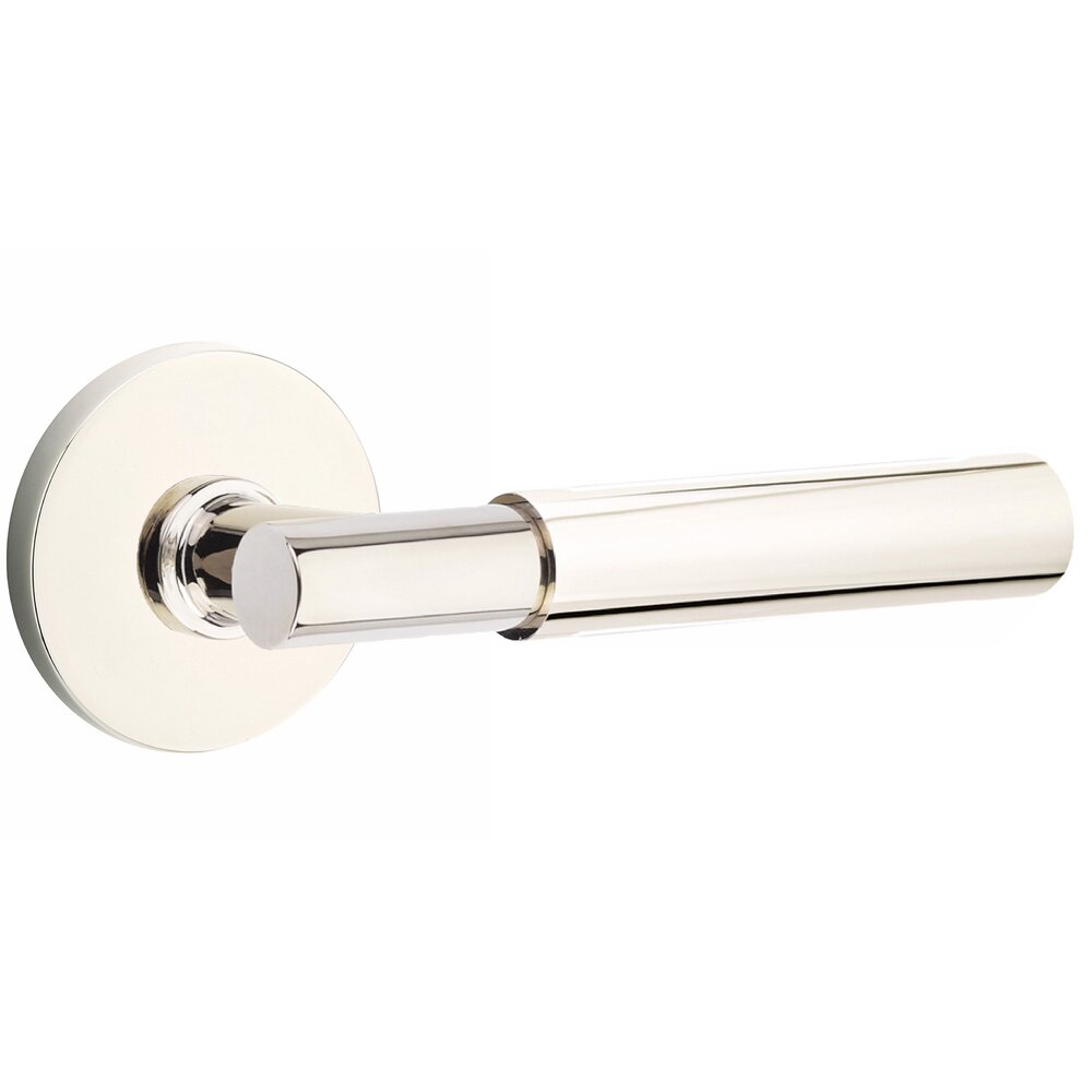 Double Dummy Smooth Lever with T-Bar Stem and Disk Rose in Polished Nickel