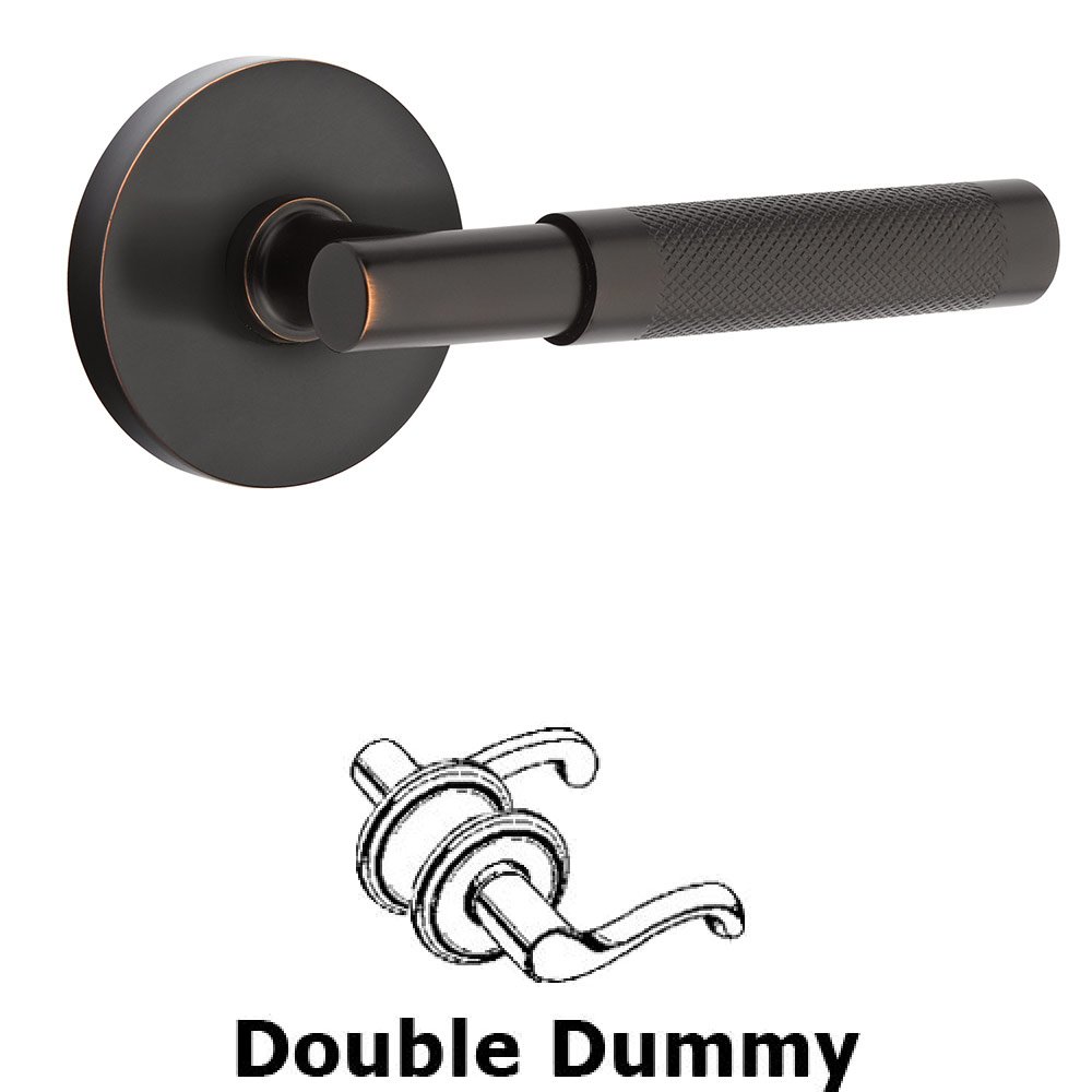 Double Dummy Knurled Lever with T-Bar Stem and Disc Rose in Oil Rubbed Bronze