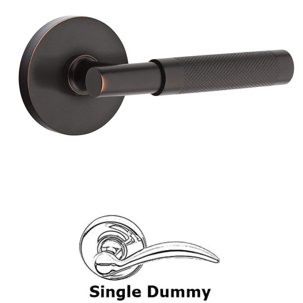 Single Dummy Knurled Lever with T-Bar Stem and Disc Rose in Oil Rubbed Bronze
