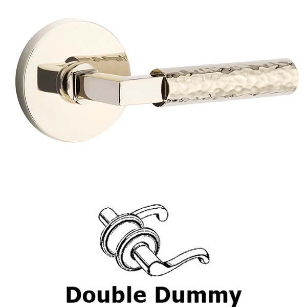 Double Dummy Hammered Lever with L-Square Stem and Disc Rose in Polished Nickel