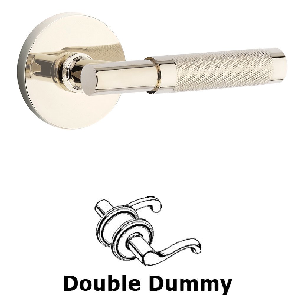 Double Dummy Knurled Lever with T-Bar Stem and Disc Rose in Polished Nickel