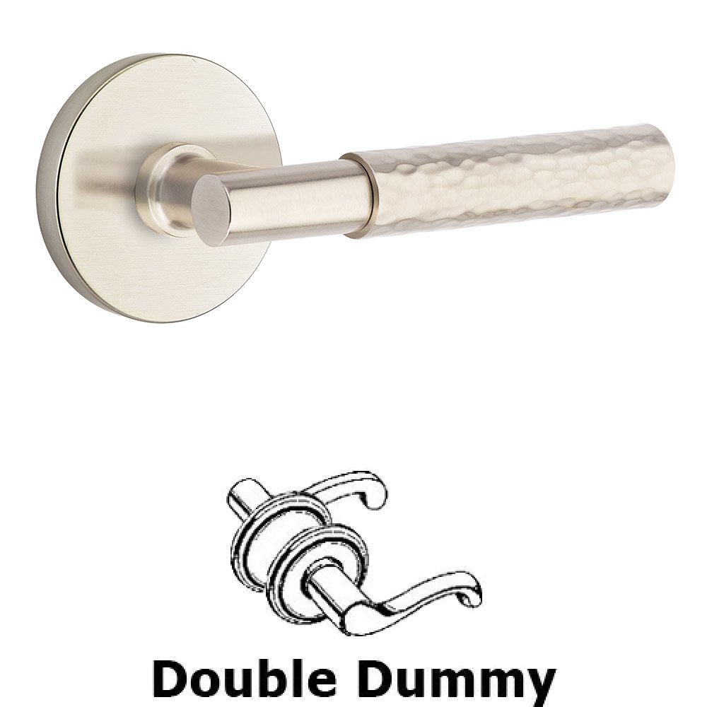 Double Dummy Hammered Lever with T-Bar Stem and Disc Rose in Satin Nickel