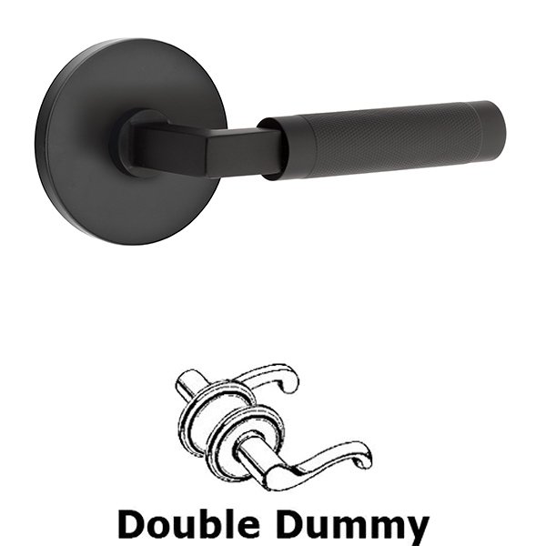 Double Dummy Knurled Lever with L-Square Stem and Disc Rose in Flat Black