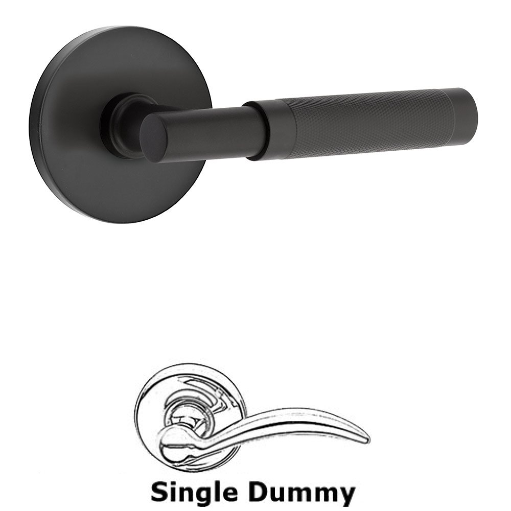 Single Dummy Knurled Lever with T-Bar Stem and Disc Rose in Flat Black