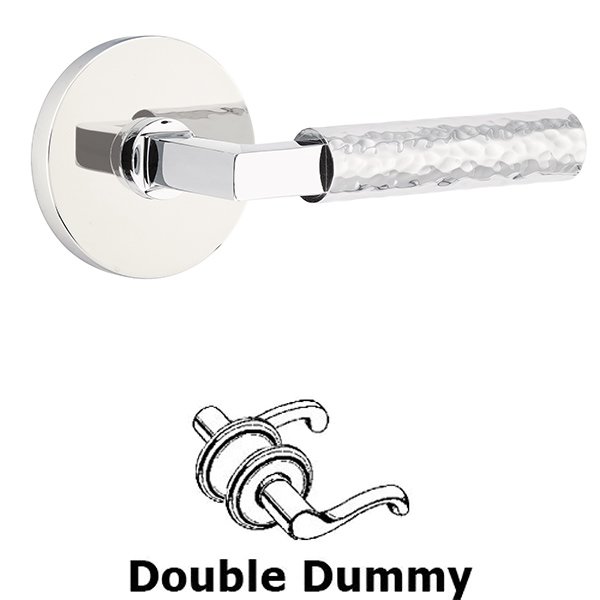 Double Dummy Hammered Lever with L-Square Stem and Disc Rose in Polished Chrome