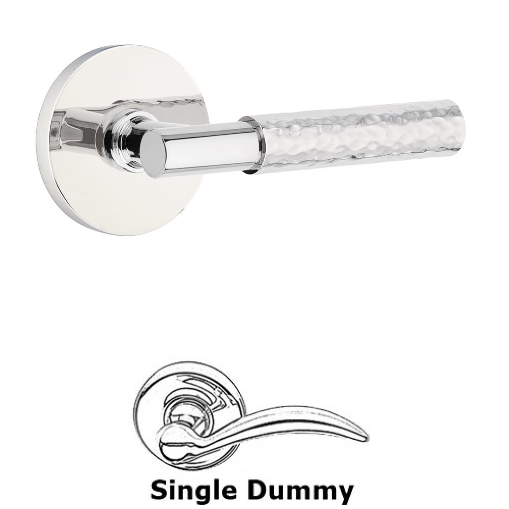 Single Dummy Hammered Lever with T-Bar Stem and Disc Rose in Polished Chrome