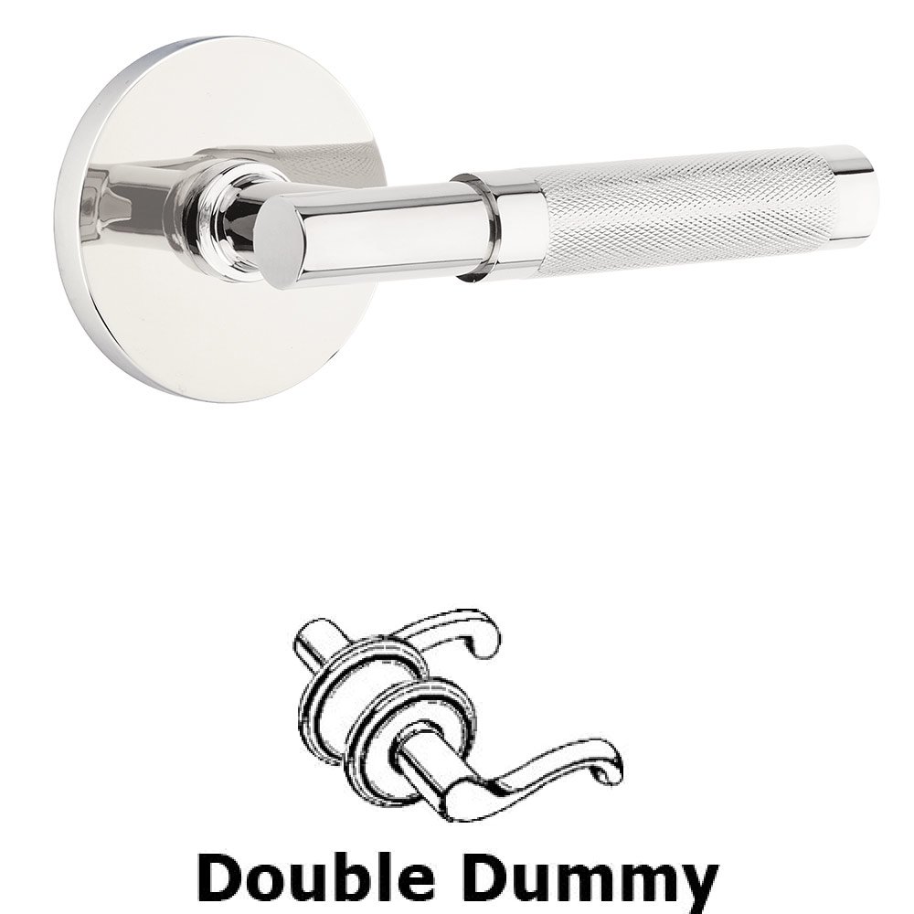 Double Dummy Knurled Lever with T-Bar Stem and Disc Rose in Polished Chrome