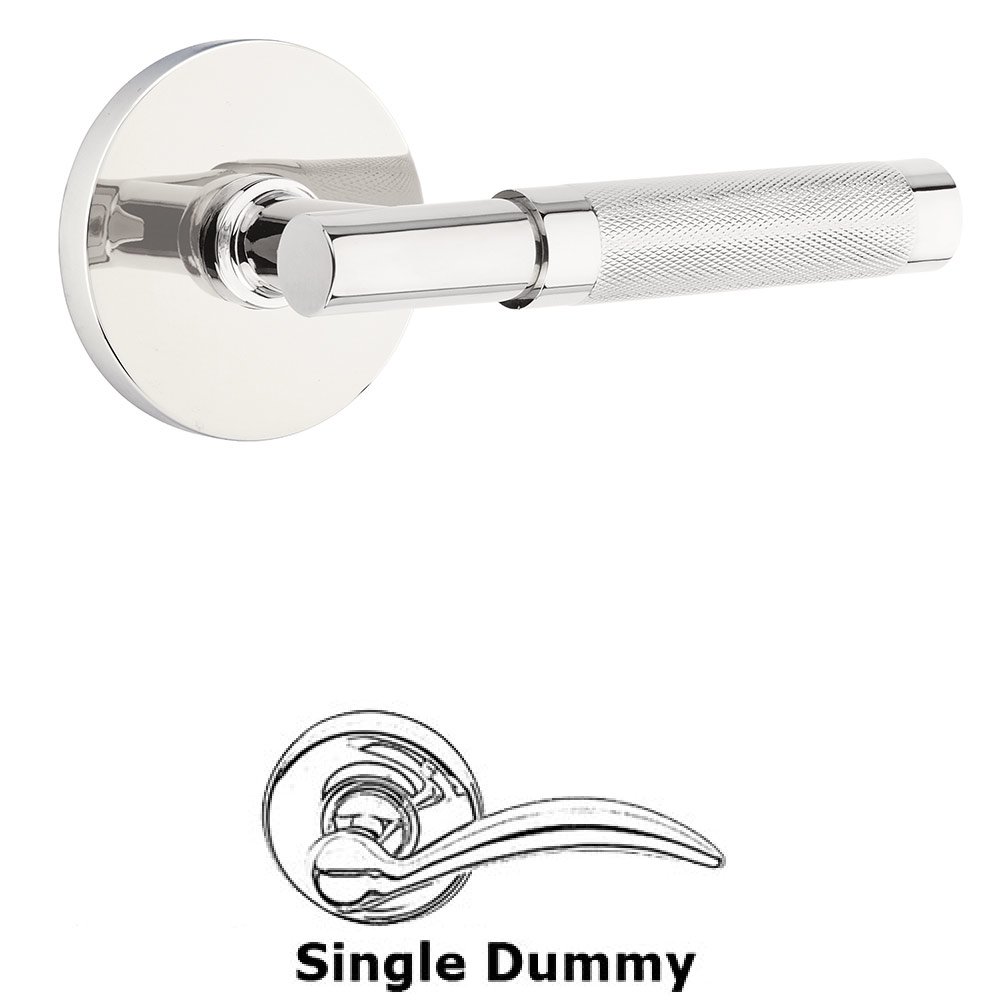 Single Dummy Knurled Lever with T-Bar Stem and Disc Rose in Polished Chrome