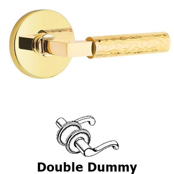 Double Dummy Hammered Lever with L-Square Stem and Disc Rose in Unlacquered Brass