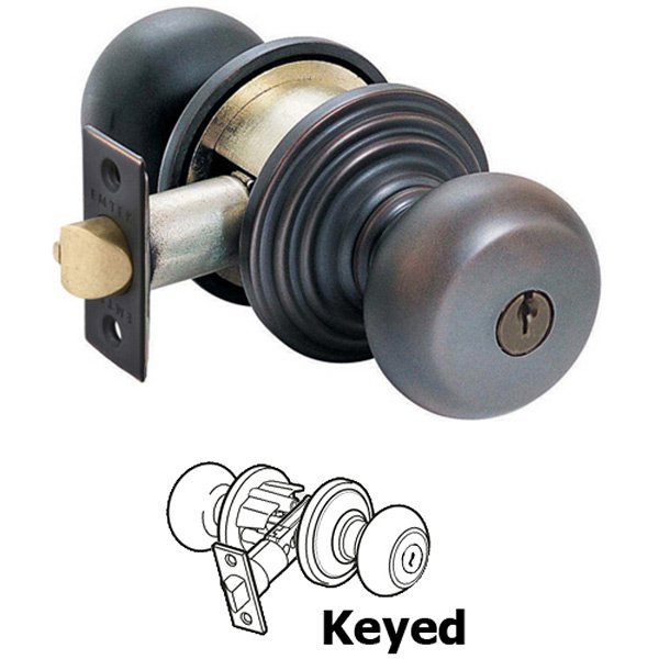 Keyed Providence Knob With Regular Rose in Oil Rubbed Bronze