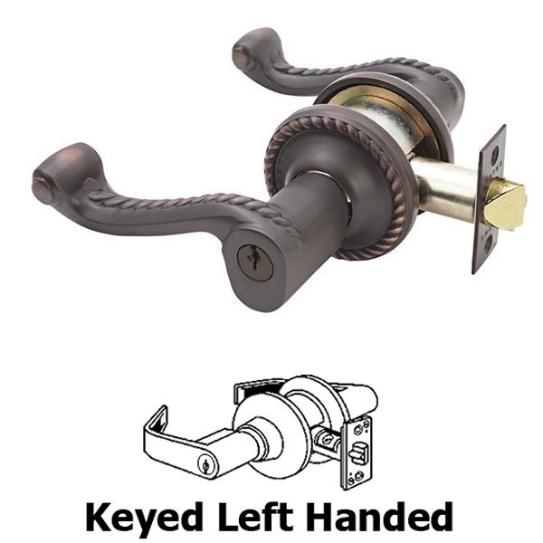 Keyed Left Handed Rope Lever With Rope Rose in Oil Rubbed Bronze