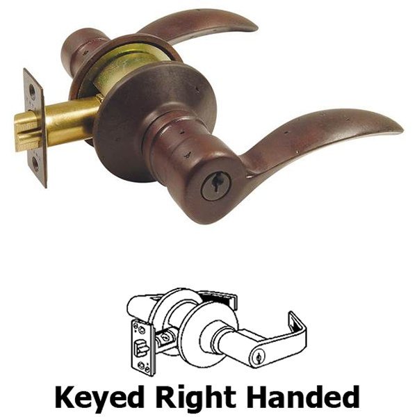 Keyed Right Handed Durango Lever With #2 Rose in Medium Bronze