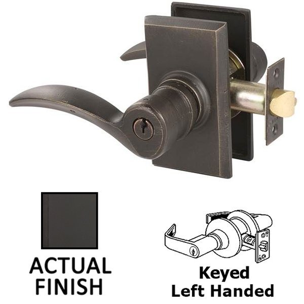 Keyed Left Handed Durango Lever With #3 Rose in Flat Black Bronze