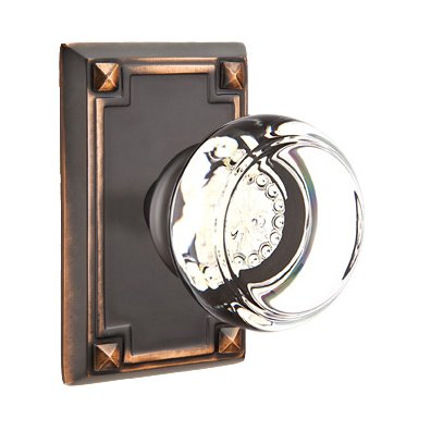 Georgetown Passage Door Knob and Arts & Crafts Rectangular Rose with Concealed Screws in Oil Rubbed Bronze